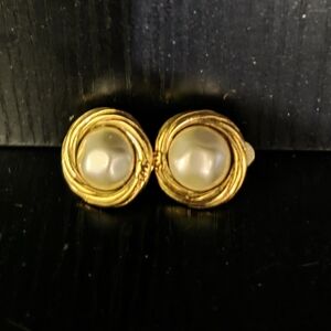 CHANEL Gold and Cream Earrings Make Offer